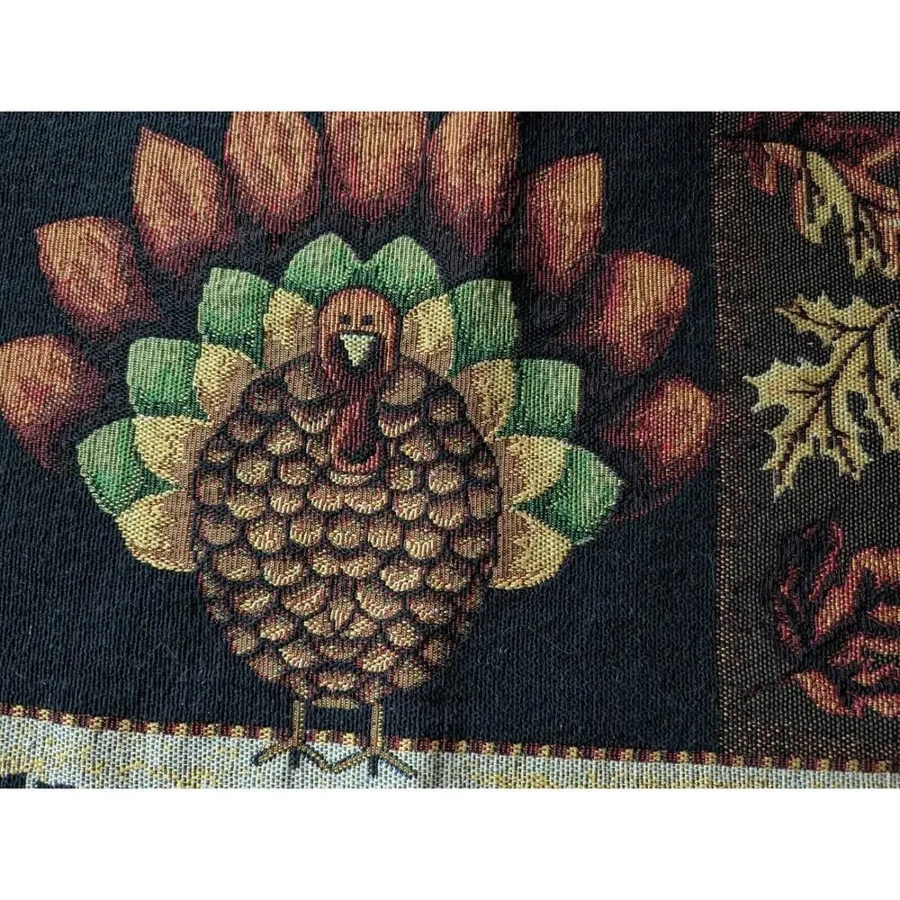 Thanksgiving Celebrate Autumn Table Runner Tapestry Material 64” X 13” Turkey